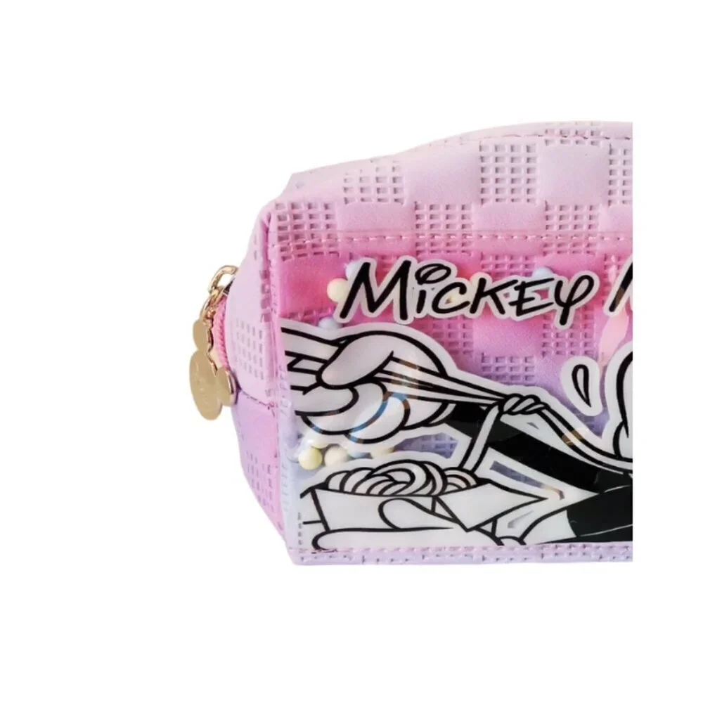 Mickey Mouse Iridescent Pink and Sky Blue Cosmetic Bag – Compact Travel Pouch –